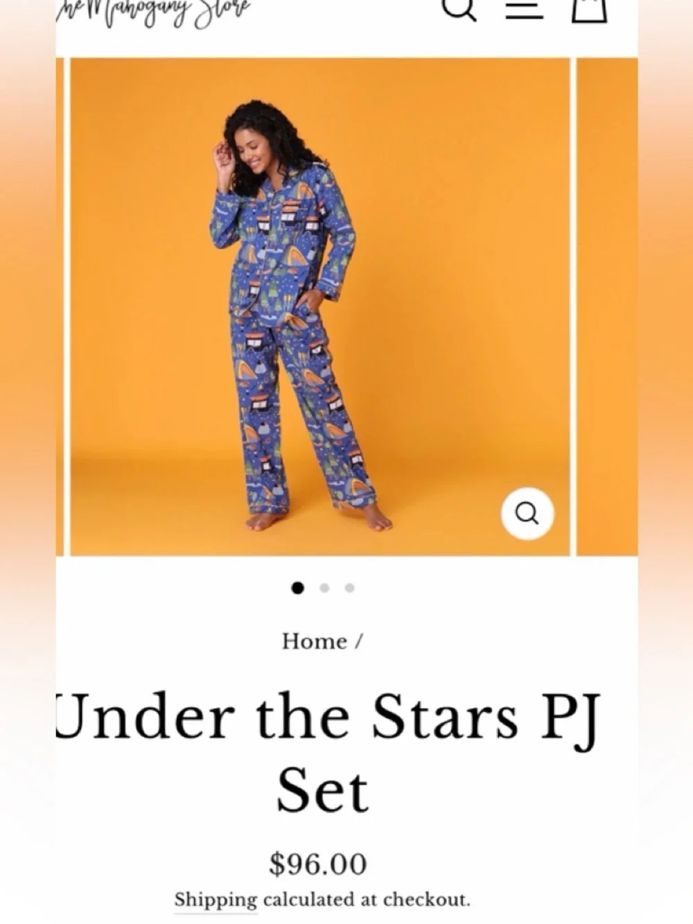 Blue Printed Women’s Pajama Set - Cozy Camping Motif